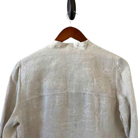 Eileen Fisher Linen Button Front Long Jacket In Tan Size SP - Picture 9 of 14